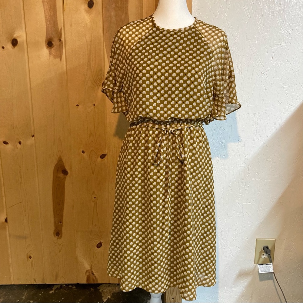 Ann Taylor Loft Short Sleeve Fit & Flare XS Lined Brown/Black/Cream/Pink Dress